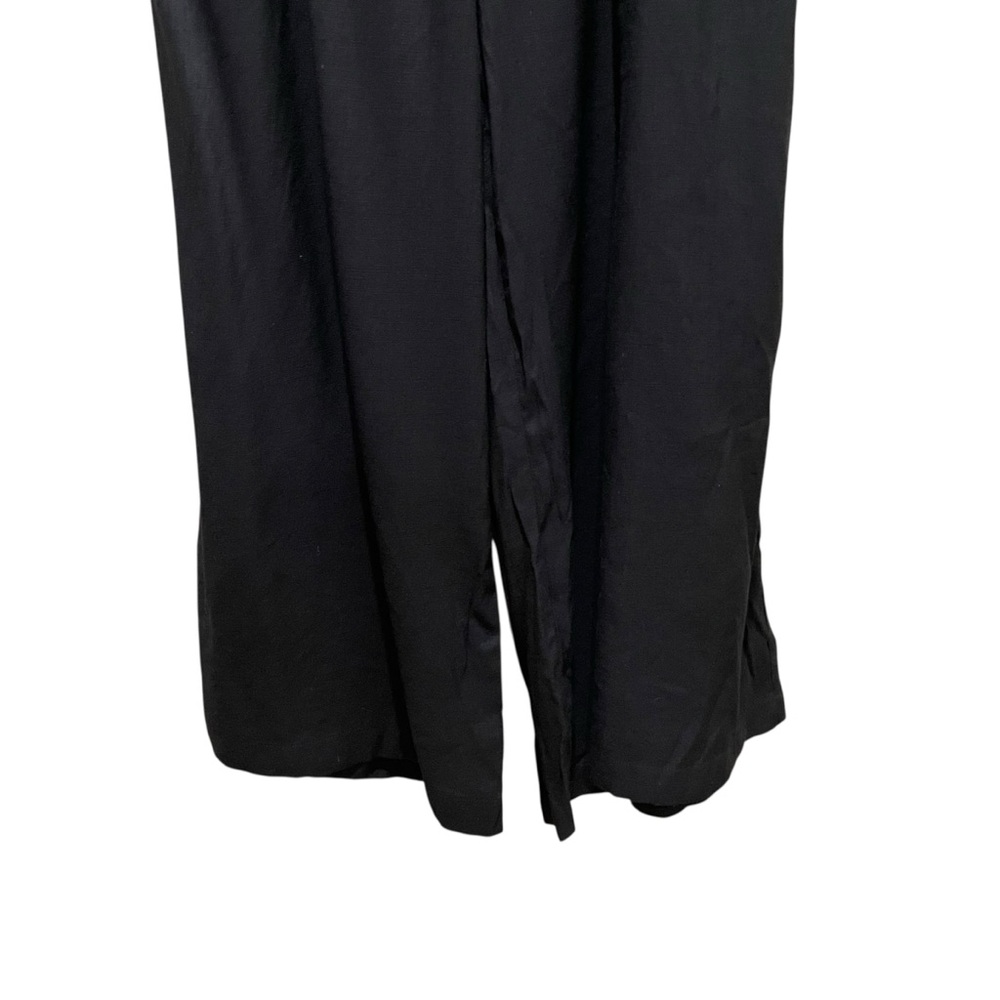 Doe & Rae Puff Sleeve Tie Wide Leg Flowy Jumpsuit Black Women’s Size Medium - Picture 2 of 8